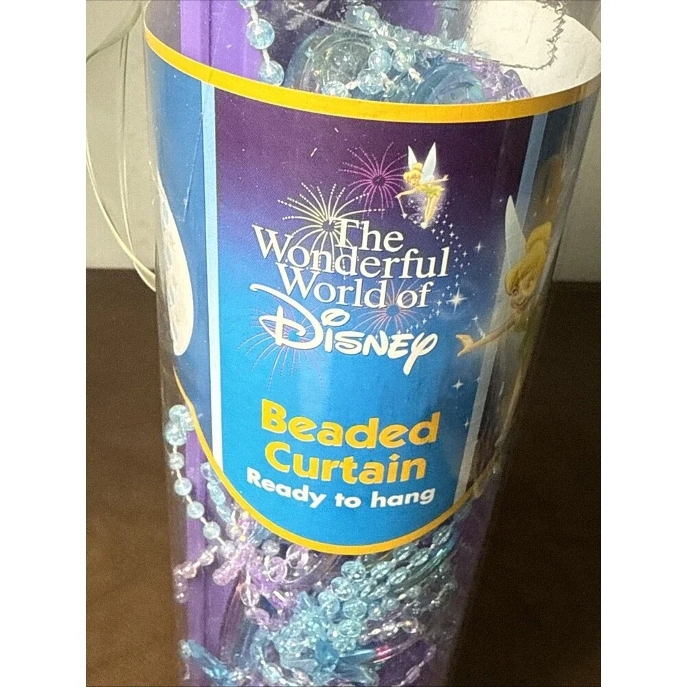 NEW Disney Tinkerbell & Stars Plastic Beaded Door Curtain Iridescent Purple Blue